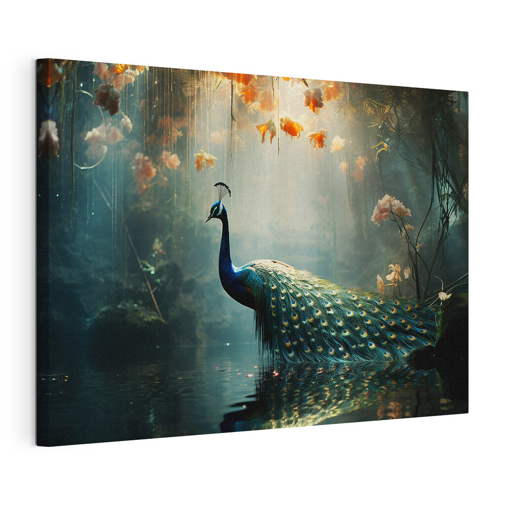 Peacock in a pond Peacock in a pond