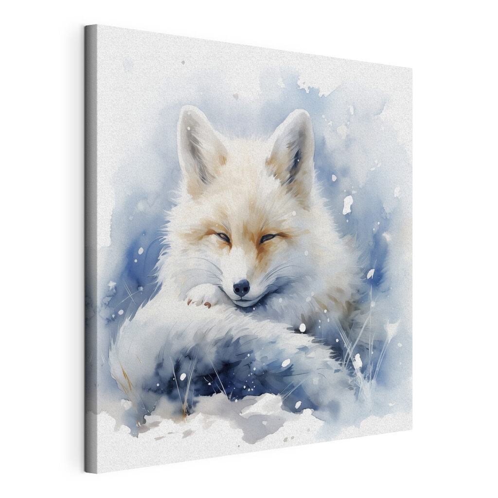 Watercolor of a fox lying in the snow Watercolor of a fox lying in the snow