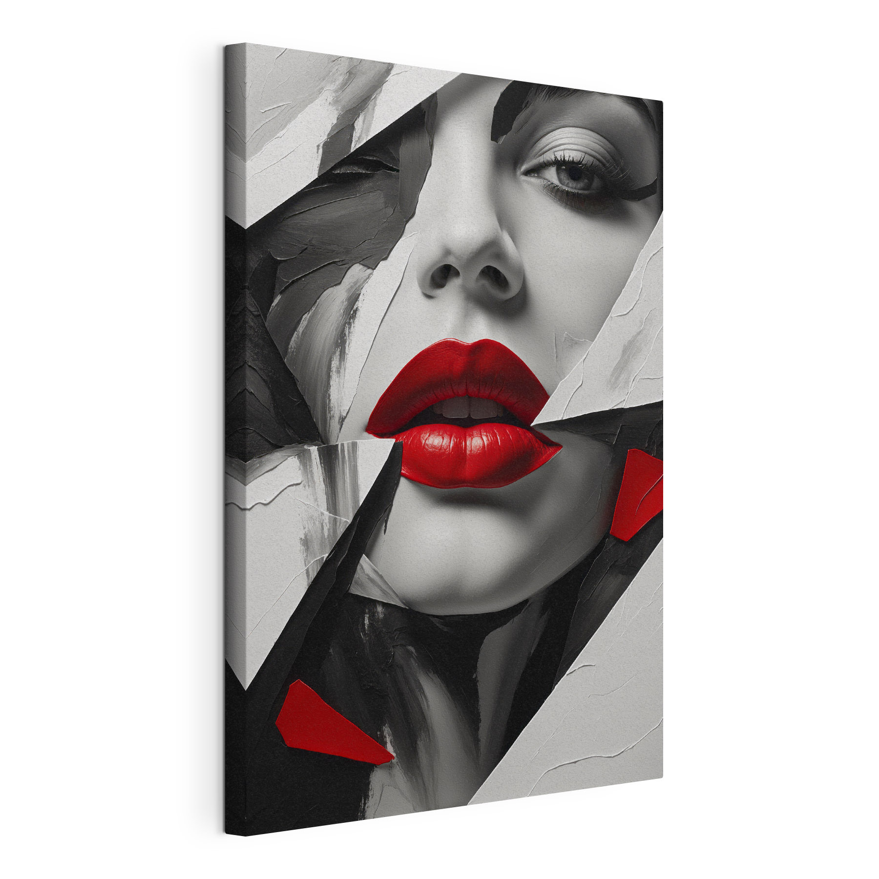 Red lips amidst abstract design Red lips amidst abstract design