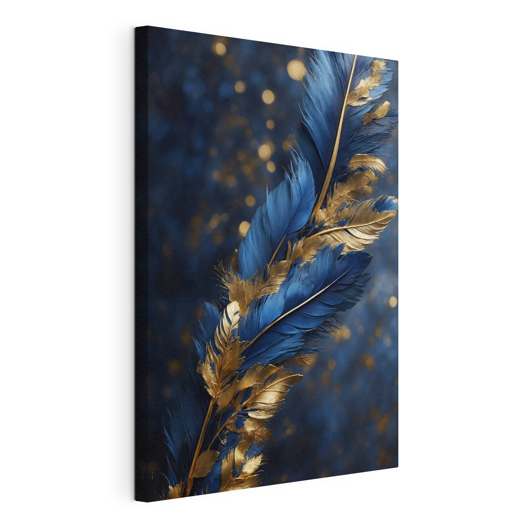 Vibrant feathers against a dark backdrop