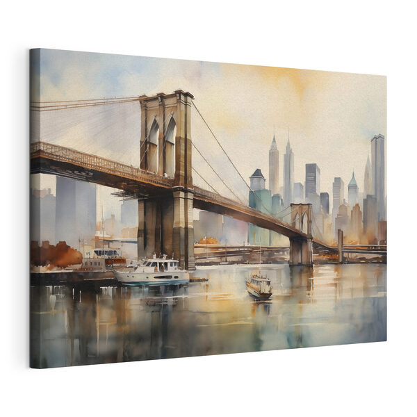 Canvas Schilderijen Aquarel van een brug en een stad (Artikelnummer: s41605) Canvas Schilderijen Canvas Schilderijen Aquarel van een brug en een stad (Artikelnummer: s41605)