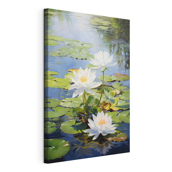 Canvas Schilderijen Groep witte bloemen in een vijver (Artikelnummer: s41572) Canvas Schilderijen Canvas Schilderijen Groep witte bloemen in een vijver (Artikelnummer: s41572)