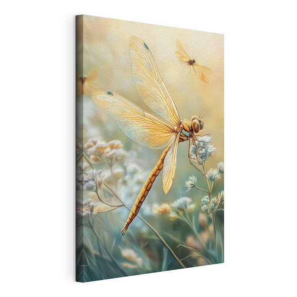 Libelle op een bloem Canvas Schilderijen Libelle op een bloem