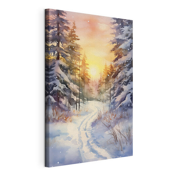 Canvas Schilderijen Aquarel van een besneeuwd bos (Artikelnummer: s41640) Canvas Schilderijen Canvas Schilderijen Aquarel van een besneeuwd bos (Artikelnummer: s41640)