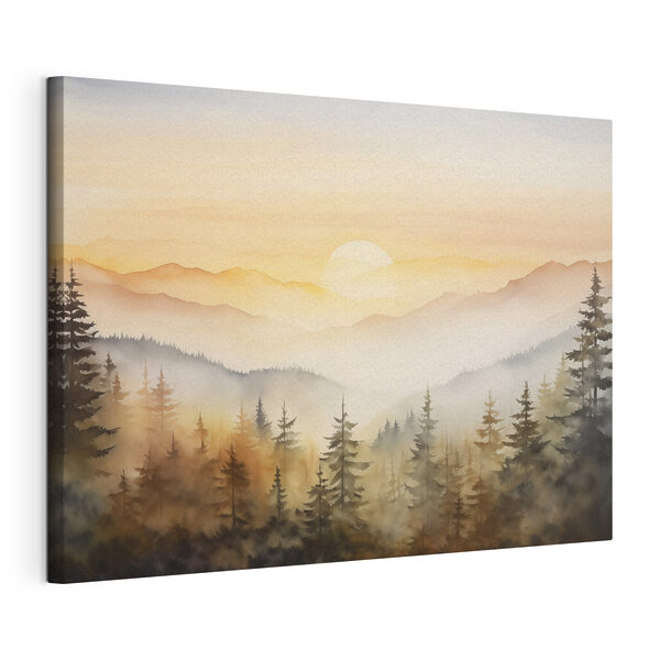 Canvas Schilderijen Aquarel van een bos en bergen (Artikelnummer: s41645) Canvas Schilderijen Canvas Schilderijen Aquarel van een bos en bergen (Artikelnummer: s41645)