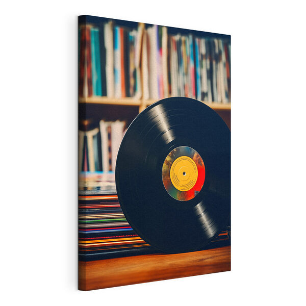 Canvas Schilderijen Record op een stapel records