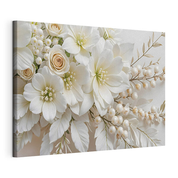 Elegant boeket van zachte witte bloemen Canvas Schilderijen Elegant boeket van zachte witte bloemen