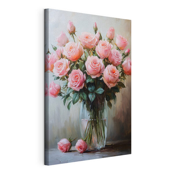Canvas Schilderijen Schilderij van roze rozen in een vaas (Artikelnummer: s41749) Canvas Schilderijen Canvas Schilderijen Schilderij van roze rozen in een vaas (Artikelnummer: s41749)