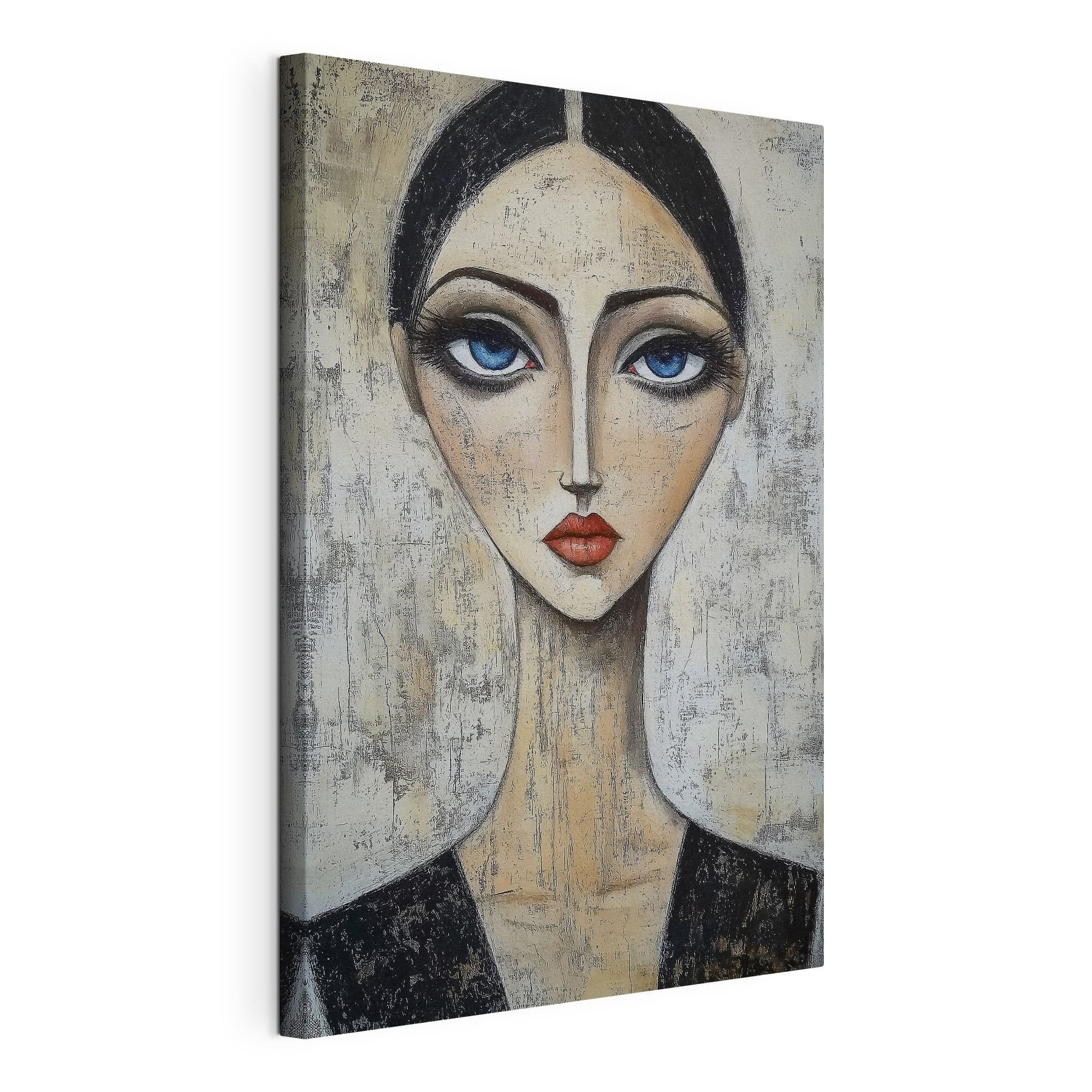 Painting of a woman with blue eyes
