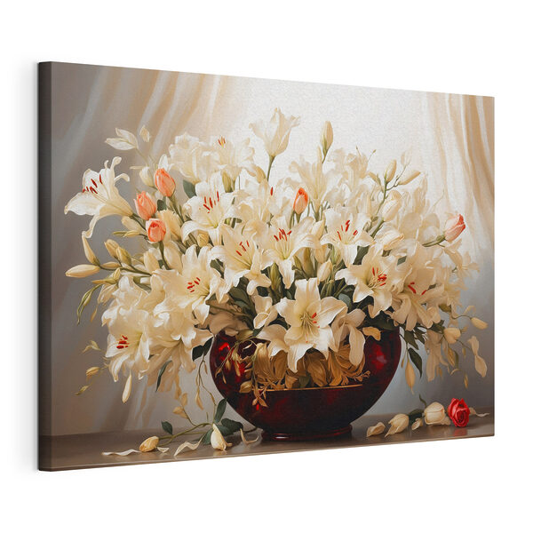Vaas met witte bloemen Canvas Schilderijen Vaas met witte bloemen