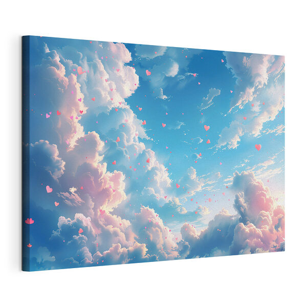 Canvas Schilderijen Blauwe lucht met wolken en roze hartjes (Artikelnummer: s41864) Canvas Schilderijen Canvas Schilderijen Blauwe lucht met wolken en roze hartjes (Artikelnummer: s41864)