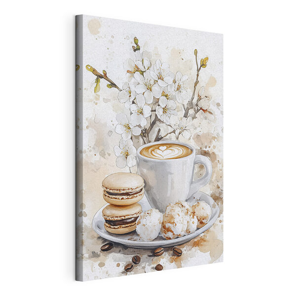 Canvas Schilderijen Canvas Schilderijen Kopje koffie en koekjes (Artikelnummer: s41964)