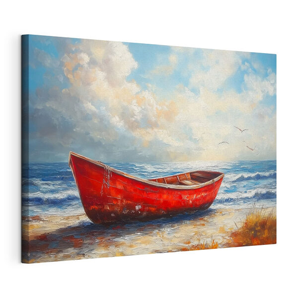 Canvas Schilderijen Schilderij van een boot op een strand (Artikelnummer: s42009) Canvas Schilderijen Canvas Schilderijen Schilderij van een boot op een strand (Artikelnummer: s42009)