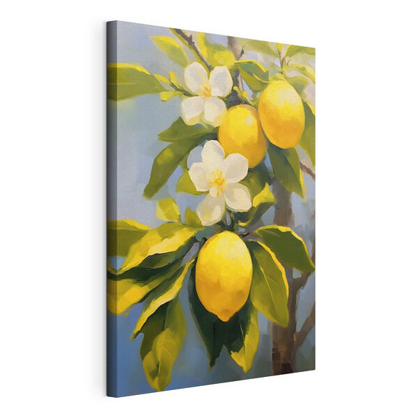 Canvas Schilderijen Schilderij van citroenen en bloemen op een boom (Artikelnummer: s41791) Canvas Schilderijen Canvas Schilderijen Schilderij van citroenen en bloemen op een boom (Artikelnummer: s41791)