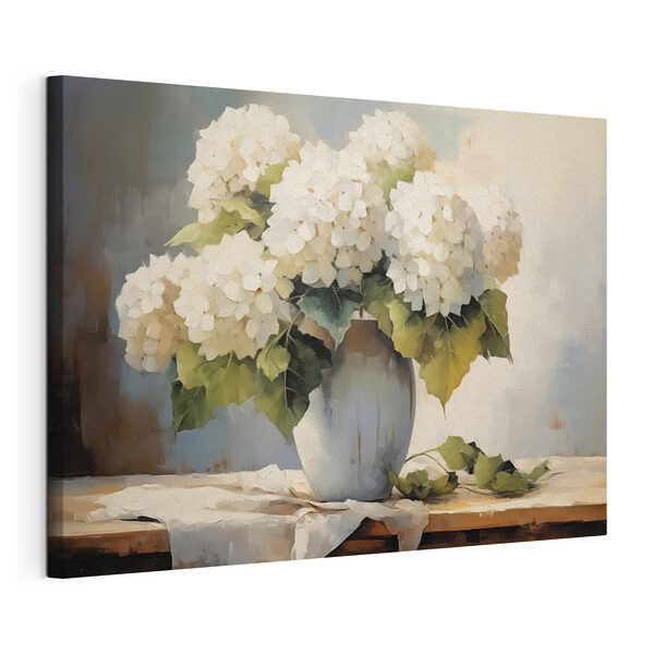 Canvas Schilderijen Schilderij van witte bloemen in een vaas (Artikelnummer: s41761) Canvas Schilderijen Canvas Schilderijen Schilderij van witte bloemen in een vaas (Artikelnummer: s41761)