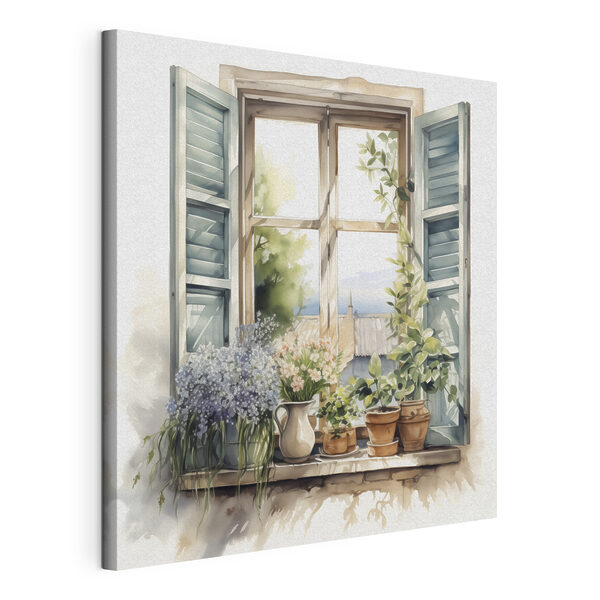 Canvas Schilderijen Aquarel van een raam met potplanten (Artikelnummer: s42144) Canvas Schilderijen Canvas Schilderijen Aquarel van een raam met potplanten (Artikelnummer: s42144)
