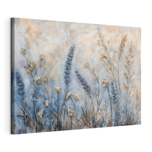 Canvas Schilderijen Schilderij van bloemen en bladeren