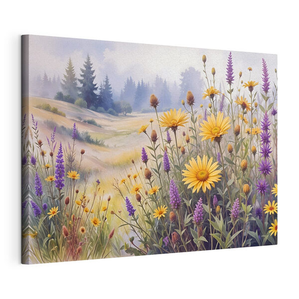 Canvas Schilderijen Canvas Schilderijen Veld met bloemen en gras (Artikelnummer: s42223)