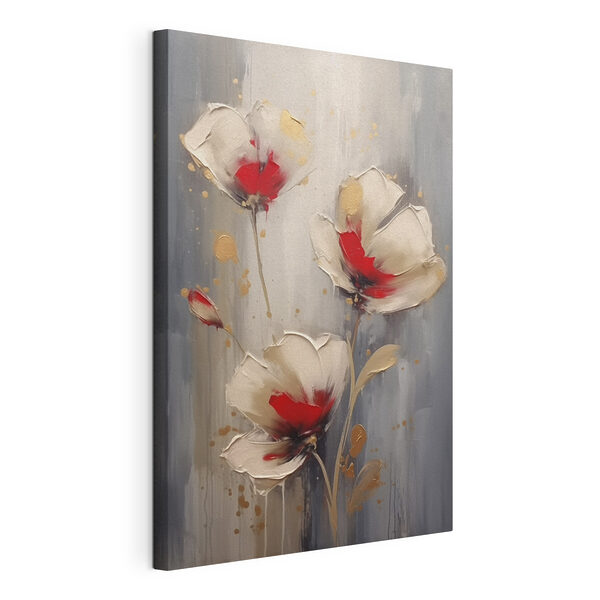 Canvas Schilderijen Schilderij van bloemen op een grijze achtergrond (Artikelnummer: s42345) Canvas Schilderijen Canvas Schilderijen Schilderij van bloemen op een grijze achtergrond (Artikelnummer: s42345)