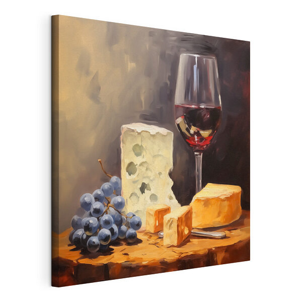 Canvas Schilderijen Glas wijn en kaas op tafel (Artikelnummer: s42415) Canvas Schilderijen Canvas Schilderijen Glas wijn en kaas op tafel (Artikelnummer: s42415)