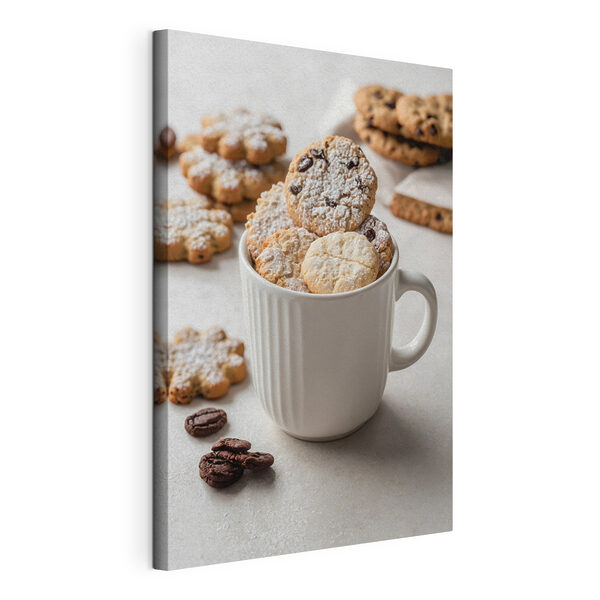 Canvas Schilderijen Kopje koekjes met poedersuiker (Artikelnummer: s42276) Canvas Schilderijen Canvas Schilderijen Kopje koekjes met poedersuiker (Artikelnummer: s42276)