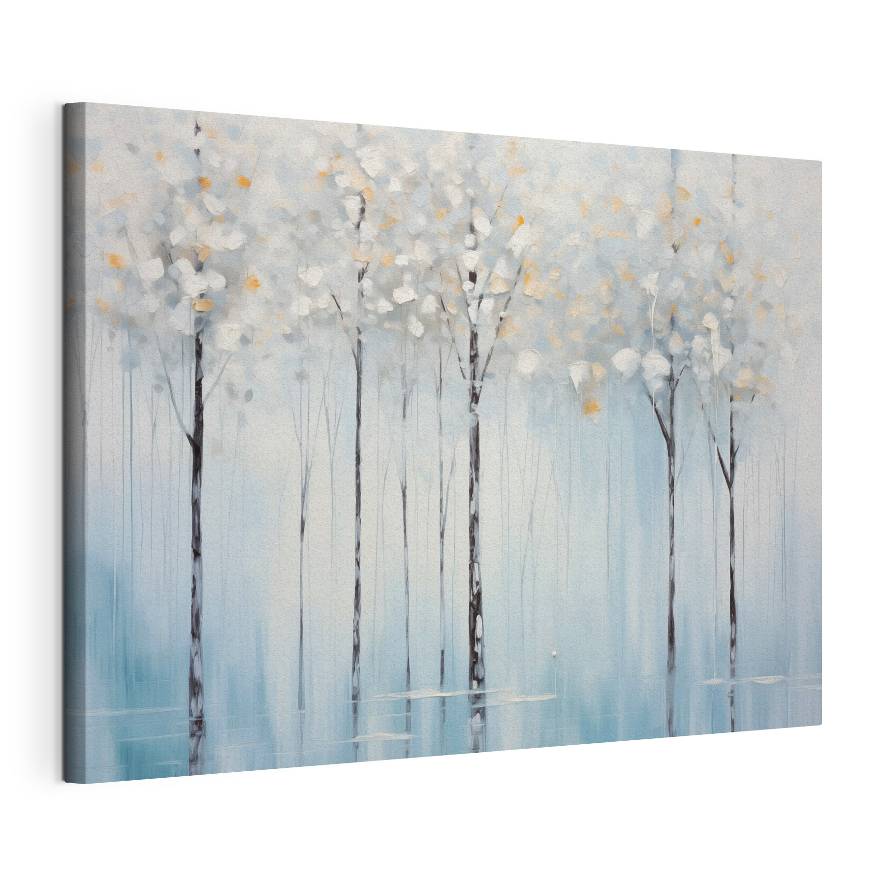 Painting of trees in a lake