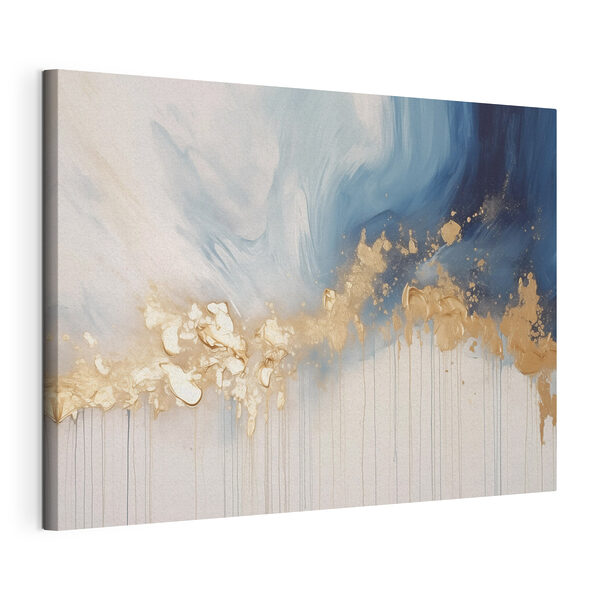 Canvas Schilderijen Canvas Schilderijen Abstracte golven van blauw en crème (Artikelnummer: s42815)