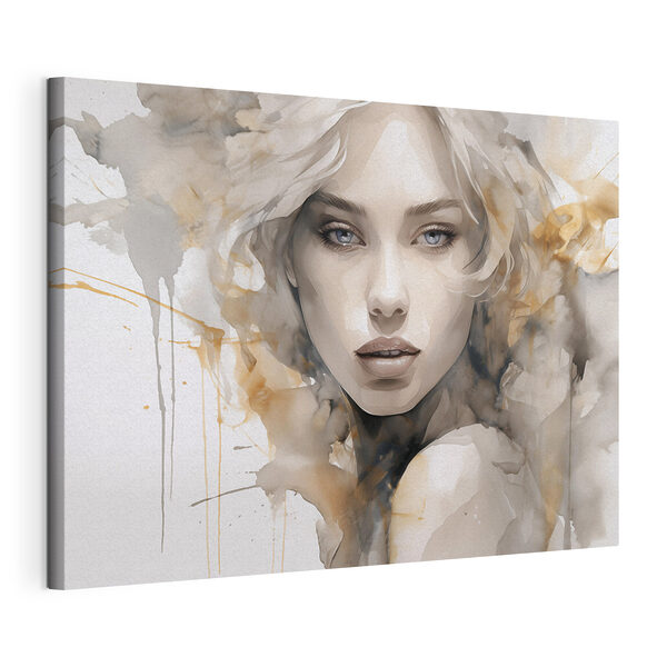 Canvas Schilderijen Canvas Schilderijen Vrouw’s gezicht met verfspatten (Artikelnummer: s42928)