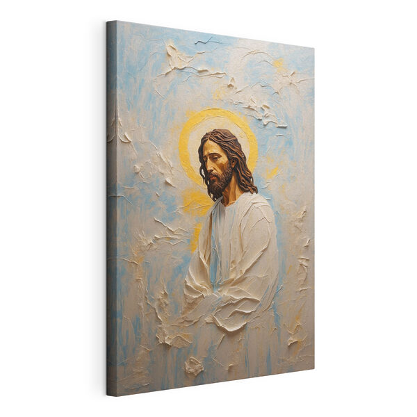 Schilderij van een man met lang haar en een kroon Canvas Schilderijen Schilderij van een man met lang haar en een kroon