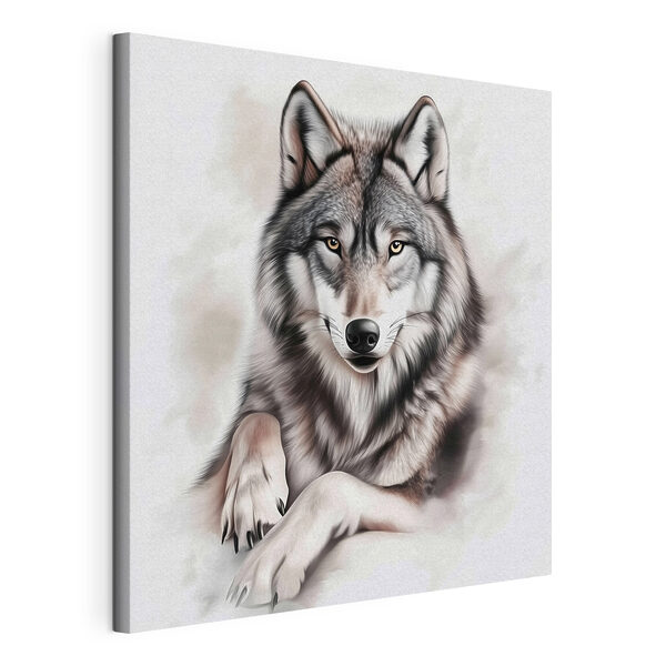 Canvas Schilderijen Wolf ligt naar de camera te kijken (Artikelnummer: s42985) Canvas Schilderijen Canvas Schilderijen Wolf ligt naar de camera te kijken (Artikelnummer: s42985)