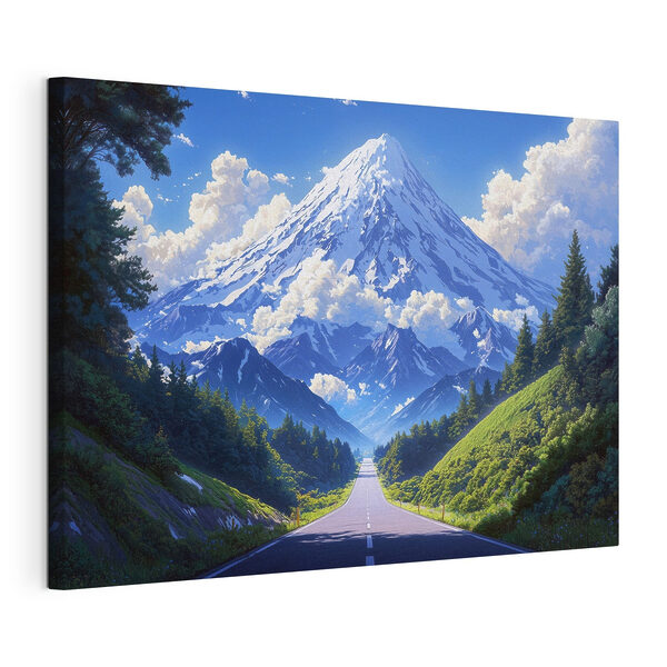 Weg naar een berg Canvas Schilderijen Weg naar een berg