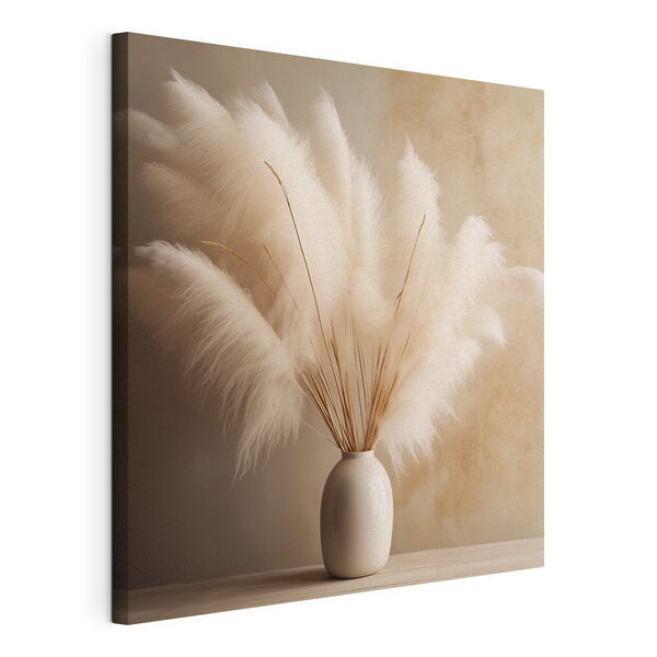 Canvas Schilderijen Witte vaas met pluizige bloemen (Artikelnummer: s43338) Canvas Schilderijen Canvas Schilderijen Witte vaas met pluizige bloemen (Artikelnummer: s43338)
