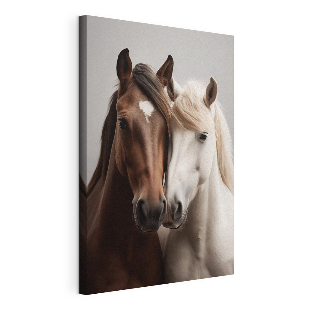 Two horses with their heads together