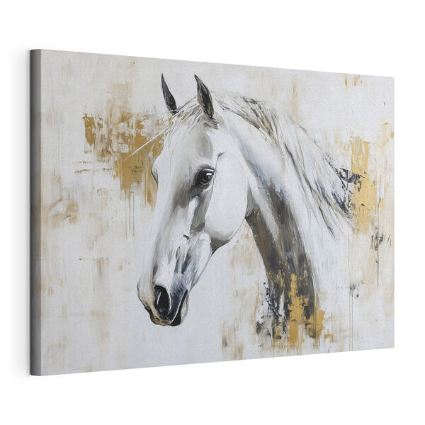 Canvas Schilderijen Schilderij van een wit paard (Artikelnummer: s43497) Canvas Schilderijen Canvas Schilderijen Schilderij van een wit paard (Artikelnummer: s43497)