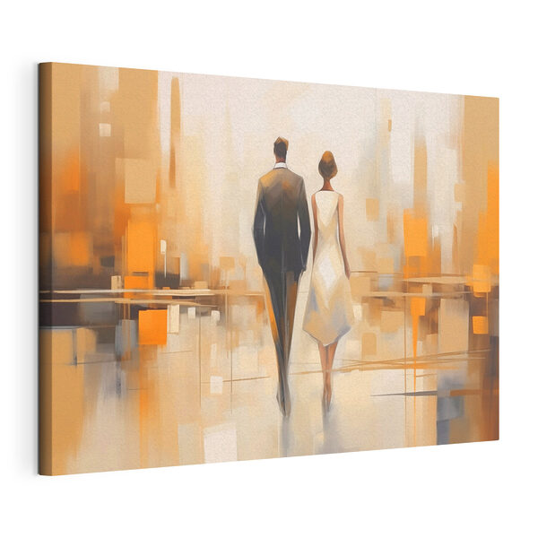 Canvas Schilderijen Man en vrouw lopen door een straat (Artikelnummer: s43516) Canvas Schilderijen Canvas Schilderijen Man en vrouw lopen door een straat (Artikelnummer: s43516)