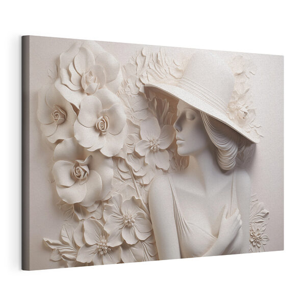 Canvas Schilderijen Beeld van een vrouw met hoed (Artikelnummer: s43547) Canvas Schilderijen Canvas Schilderijen Beeld van een vrouw met hoed (Artikelnummer: s43547)