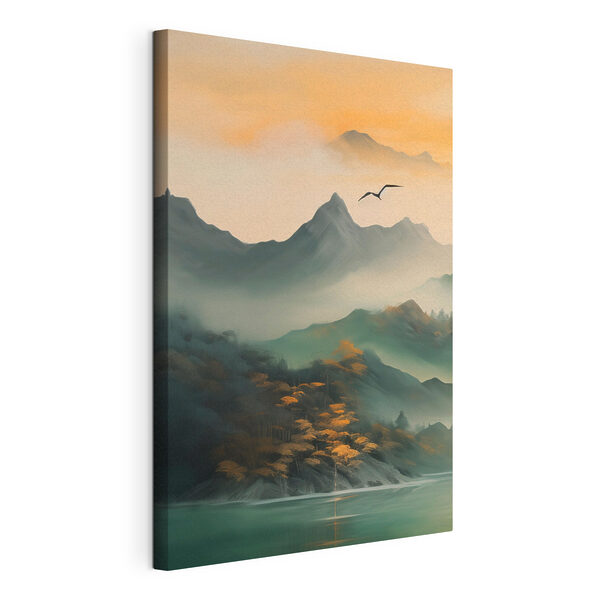Canvas Schilderijen Canvas Schilderijen Vogel vliegt over bergen (Artikelnummer: s43588)