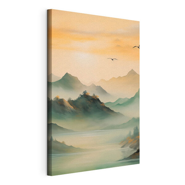 Canvas Schilderijen Canvas Schilderijen Vogels vliegen over bergen (Artikelnummer: s43589)