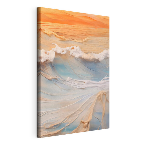 Canvas Schilderijen Serene oceaangolven bij zonsondergang