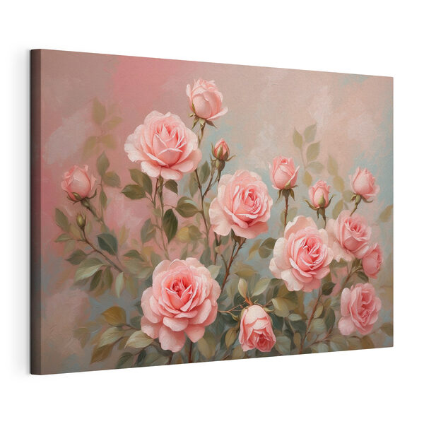 Canvas Schilderijen Schilderij van roze rozen (Artikelnummer: s43454) Canvas Schilderijen Canvas Schilderijen Schilderij van roze rozen (Artikelnummer: s43454)