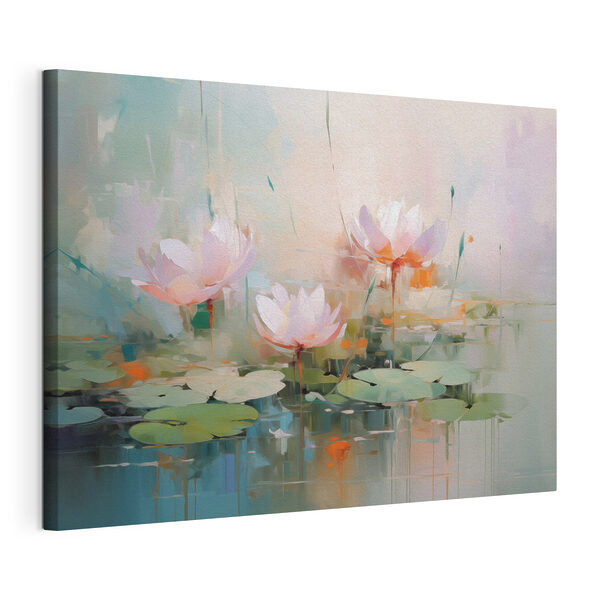 Canvas Schilderijen Schilderij van bloemen op water (Artikelnummer: s43214) Canvas Schilderijen Canvas Schilderijen Schilderij van bloemen op water (Artikelnummer: s43214)