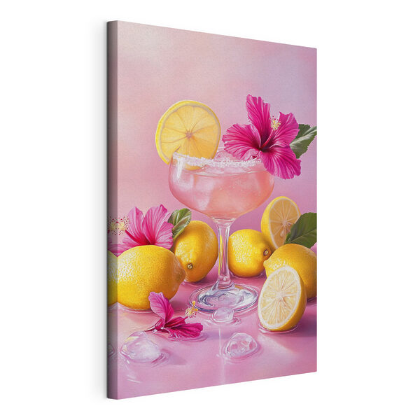Canvas Schilderijen Canvas Schilderijen Glas met roze drank en citroenen (Artikelnummer: s43895)