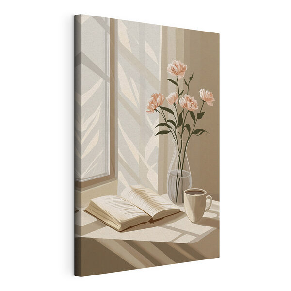 Canvas Schilderijen Boek en een vaas met bloemen (Artikelnummer: s44013) Canvas Schilderijen Canvas Schilderijen Boek en een vaas met bloemen (Artikelnummer: s44013)