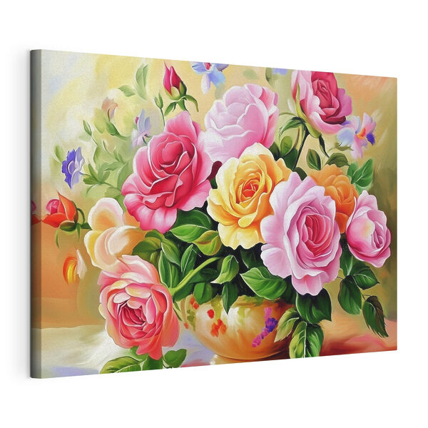Canvas Schilderijen Schilderij van bloemen in een kom (Artikelnummer: s44217) Canvas Schilderijen Canvas Schilderijen Schilderij van bloemen in een kom (Artikelnummer: s44217)