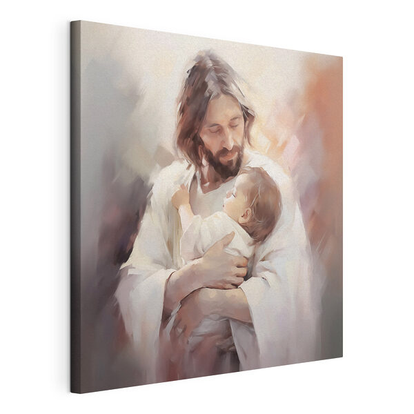 Canvas Schilderijen Schilderij van een man die een baby vasthoudt (Artikelnummer: s44283) Canvas Schilderijen Canvas Schilderijen Schilderij van een man die een baby vasthoudt (Artikelnummer: s44283)