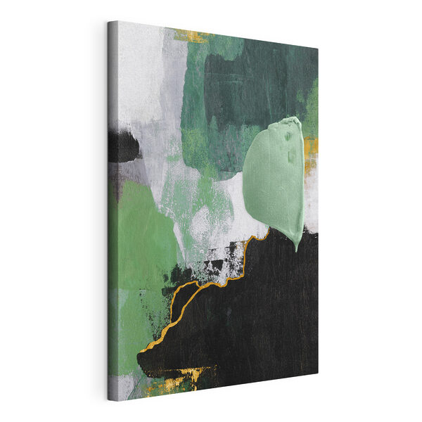 Een schilderij van groen en wit Canvas Schilderijen Een schilderij van groen en wit