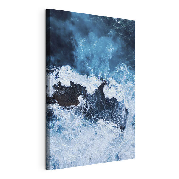 Golven die op een rots beuken Canvas Schilderijen Golven die op een rots beuken