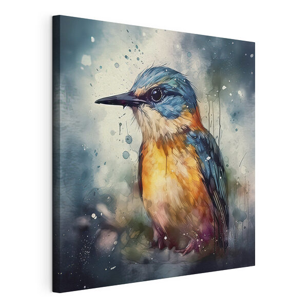 Een vogel zittend op een tak Canvas Schilderijen Een vogel zittend op een tak