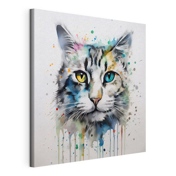 Een kat met blauwe ogen Canvas Schilderijen Een kat met blauwe ogen