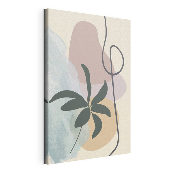 Plant met bladeren en een spiraal Canvas Schilderijen Plant met bladeren en een spiraal